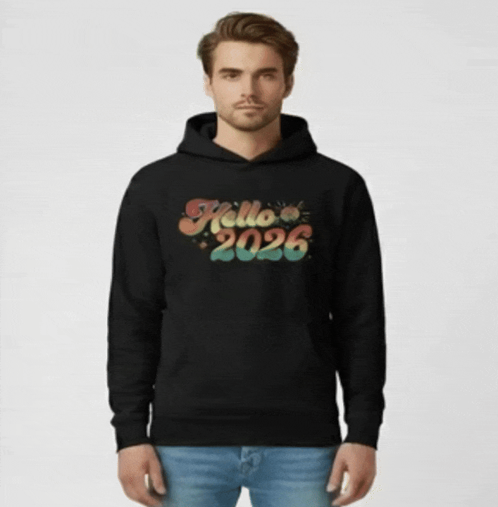 Hello 2026 Retro New Year Hoodie – Vintage Graphic Sweatshirt